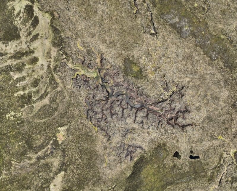 Drone aerial photo of the same upland moor